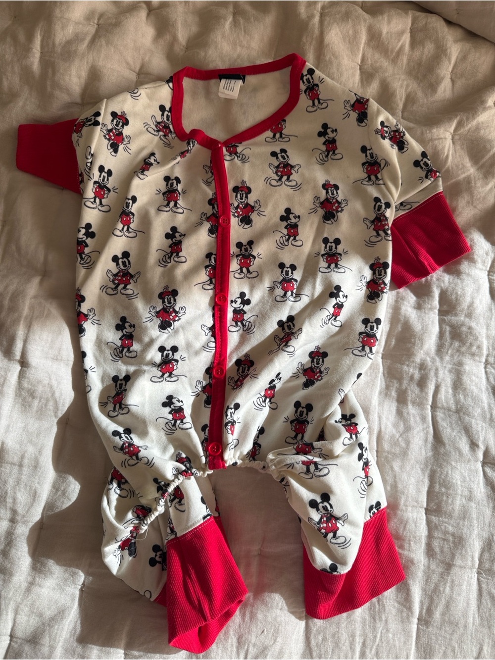 Disney Red & White Mickey Mouse Dog Onesie Pajamas